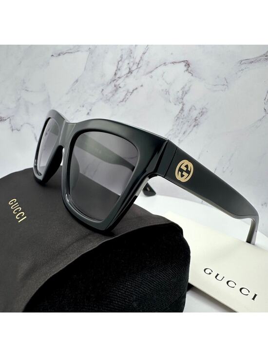 New GUCCI Sunglasses Black Square Authentic main image 12